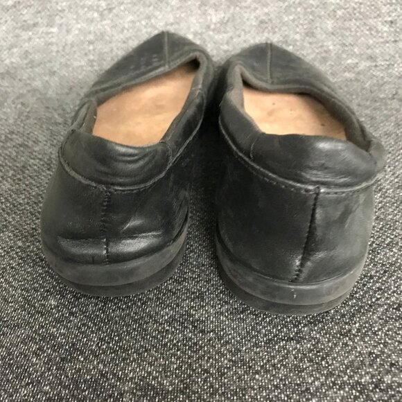 Clarks Soft Cushion Black Leather Slip On Comfort Ballet Flats Loafers Womens 8 - Picture 7 of 9